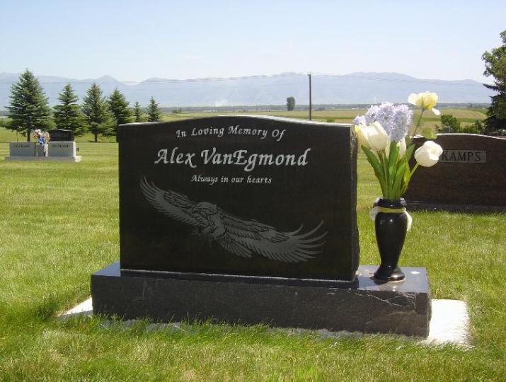 A finished memorial set in place
